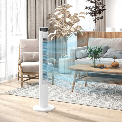 Sloupový ventilátor - 3 rychlosti, dálkový ovladač, časovač, 70° oscilace, bílá