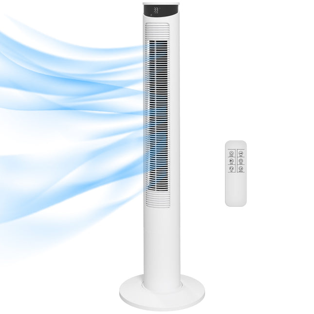 Sloupový ventilátor - 3 rychlosti, dálkový ovladač, časovač, 70° oscilace, bílá