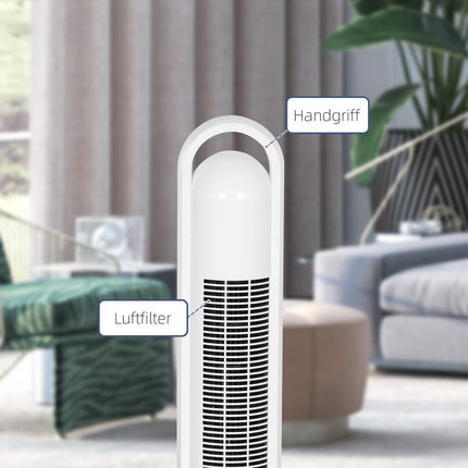 Sloupový ventilátor s dálkovým ovladačem, 3 rychlosti, 24H časovač, LCD displej