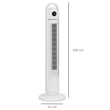 Sloupový ventilátor s dálkovým ovladačem, 3 rychlosti, 24H časovač, LCD displej