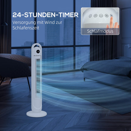 Sloupový ventilátor s dálkovým ovladačem, 3 rychlosti, 24H časovač, LCD displej