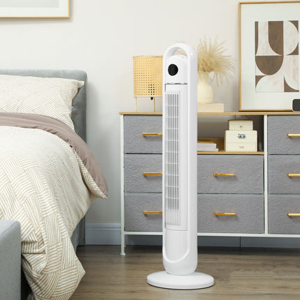 Sloupový ventilátor s dálkovým ovladačem, 3 rychlosti, 24H časovač, LCD displej