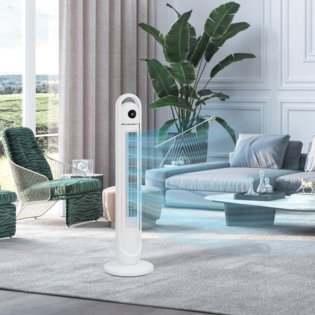 Sloupový ventilátor s dálkovým ovladačem, 3 rychlosti, 24H časovač, LCD displej