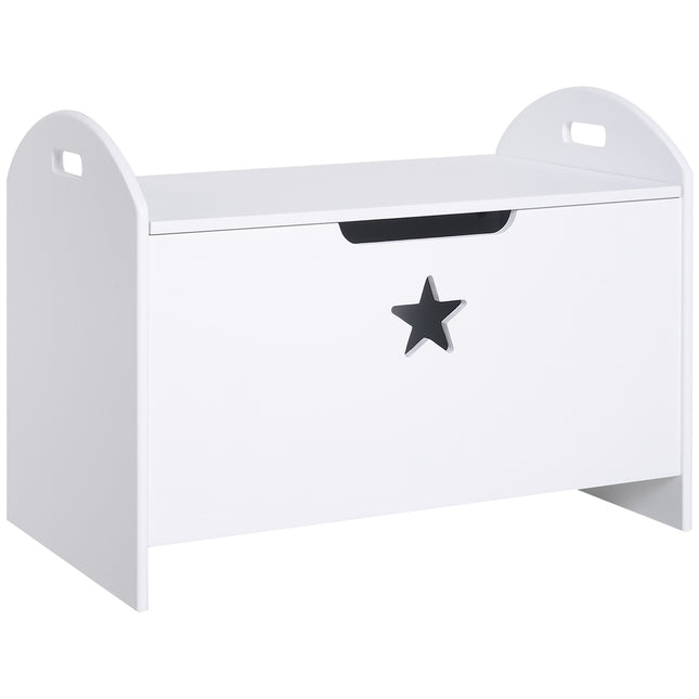 Úložný box na dětské hračky, bílá MDF, bezpečnostní pant