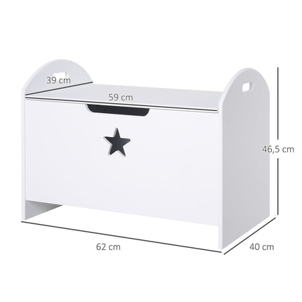 Úložný box na dětské hračky, bílá MDF, bezpečnostní pant