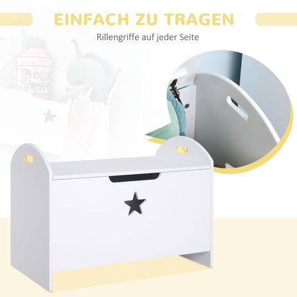 Úložný box na dětské hračky, bílá MDF, bezpečnostní pant