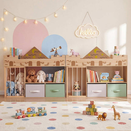 Toy Storage Organizer with Shelves and Fabric Drawers