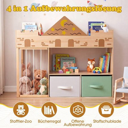 Toy Storage Organizer with Shelves and Fabric Drawers