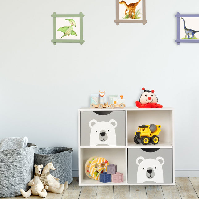 Spielzeugaufbewahrungsregal mit 4 Fächern, Bärchen-Design