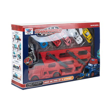 Toy Truck Set with 6 Cars and Launcher
