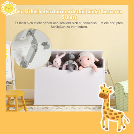 Box na hračky s víkem 2 v 1 truhla na hračky s polštářem skříňka na hračky 74 x 39 x 52 cm bílá