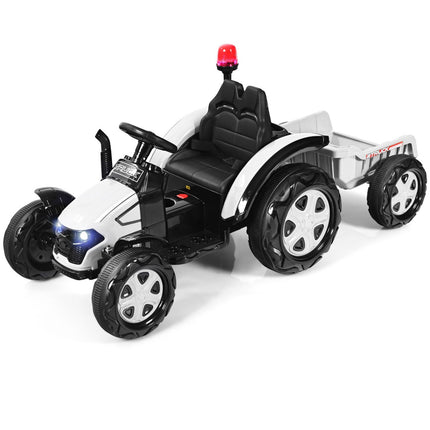 Hračkový traktor s vlekem pro děti 12V elektrický traktor 151 x 68 x 70 cm bílá