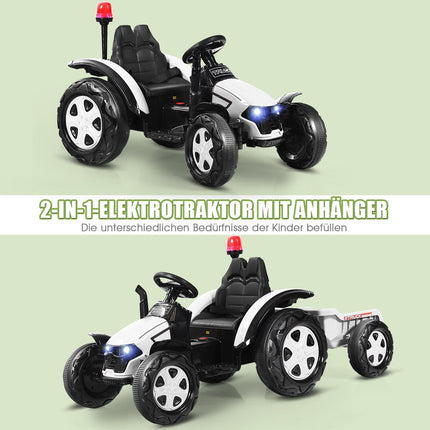 Hračkový traktor s vlekem pro děti 12V elektrický traktor 151 x 68 x 70 cm bílá