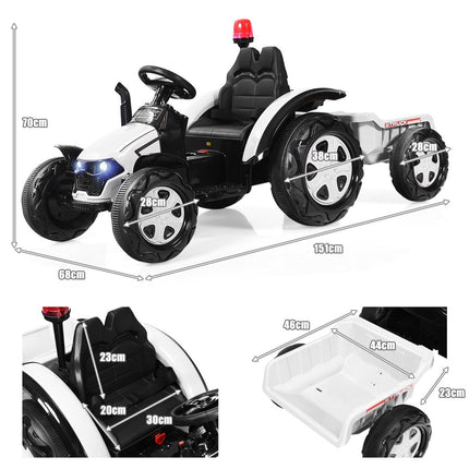 Hračkový traktor s vlekem pro děti 12V elektrický traktor 151 x 68 x 70 cm bílá