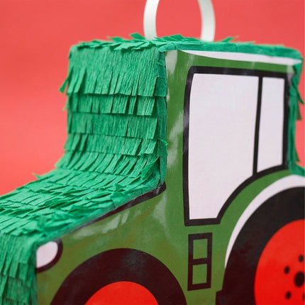 Sada piňata traktor s tyčí a maskou, tmavě zelená
