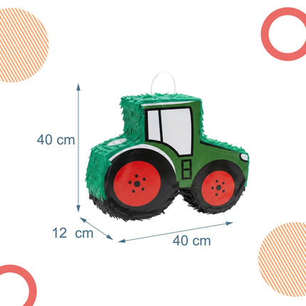 Sada piňata traktor s tyčí a maskou, tmavě zelená