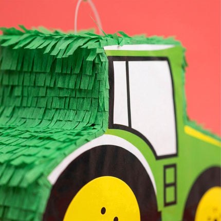 Sada piňata traktor s tyčí a maskou – zelená