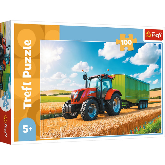 Puzzle traktor s vlekem, 100 dílků pro děti