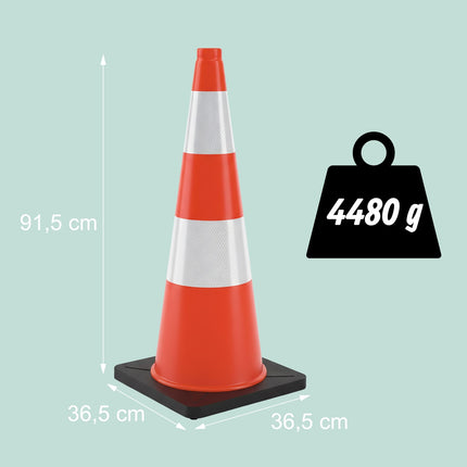 Dopravní kužel 90 cm, odolný, reflexní pruhy