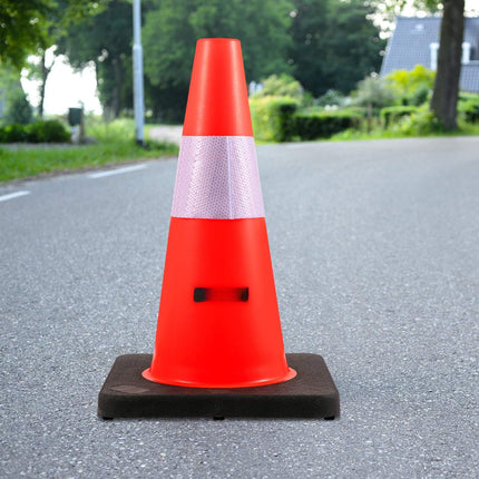Traffic Cones, 18 In, 5-Pack PVC, Reflective, Weighted Base