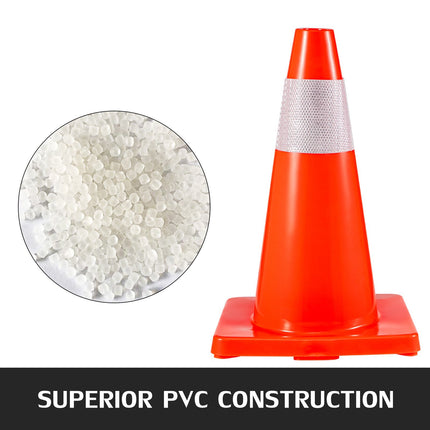 Traffic Cones, 20 Pack 18 Inch, Reflective Collar, PVC Base