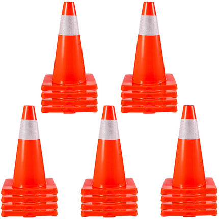 Traffic Cones, 20 Pack 18 Inch, Reflective Collar, PVC Base
