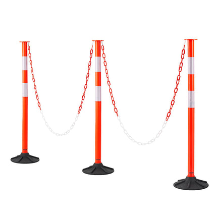 Traffic Delineator Posts, 3 Pack, 871 mm, Reflective Chain