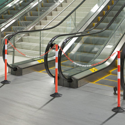 Traffic Delineator Posts, 3 Pack, 871 mm, Reflective Chain