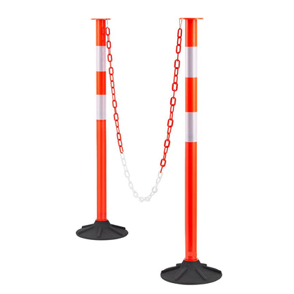 Traffic Delineator Posts, 4 Pack, Weighted Base, Chain