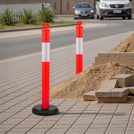 Traffic Delineator Posts, 6 Pack, 1140 mm, Reflective, Fillable Base
