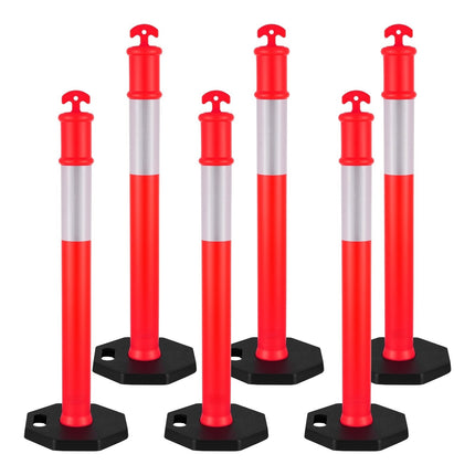 Traffic Delineator Posts 6-Pack, 1140mm, Weighted, Reflective