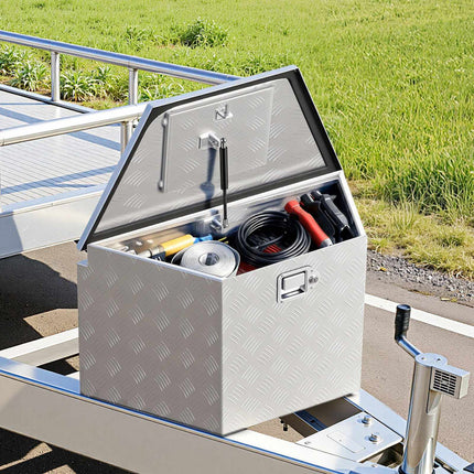 Trailer Tongue Tool Box, Aluminum, Lockable 33 x 19 x 18 in