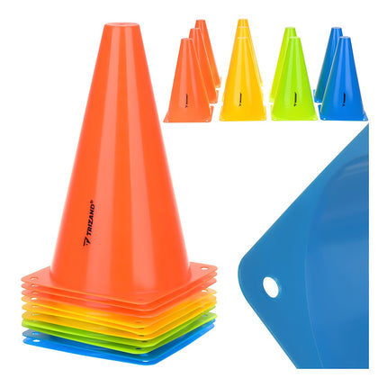 Training Cones 10 Pcs, 23cm, Flexible Plastic, Multi-Color