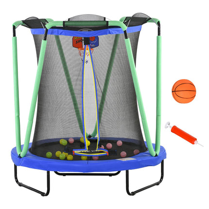 Dětská trampolína s ochrannou sítí a basketbalovým košem, 140 cm