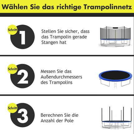 Ochranná síť trampolíny pro zahradní trampolíny náhradní síť na vnější straně se zipem a přezkami Ø 305 cm