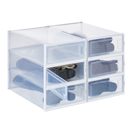 Průhledné úložné boxy na boty, sada 6 ks