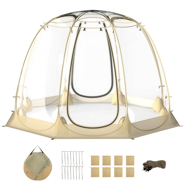 Průhledný PVC pop-up bublinový stan pro 5-6 osob, 265x265 cm