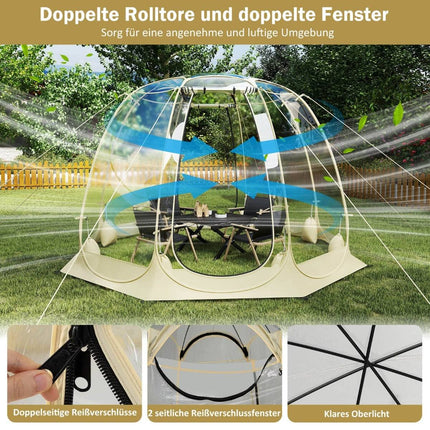 Průhledný PVC pop-up bublinový stan pro 5-6 osob, 265x265 cm