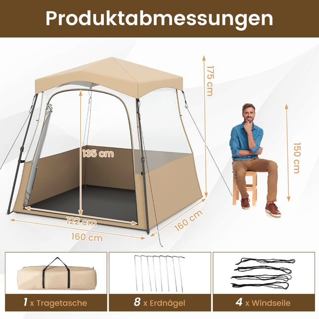 Průhledný pop-up kempingový stan, do každého počasí, 160x160x176 cm