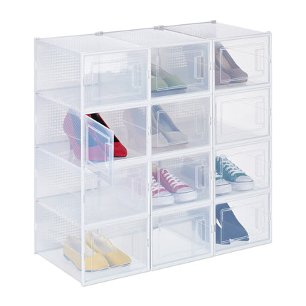 Průhledné úložné boxy na boty, sada 12 ks