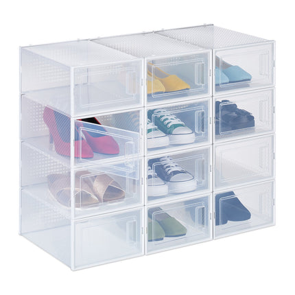 Průhledné úložné boxy na boty, sada 12 ks