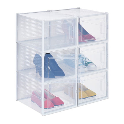 Průhledné úložné boxy na boty, sada 6 ks