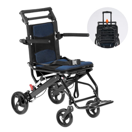 Transport Wheelchair, Foldable Aluminum, 40 cm Seat, 220 lb
