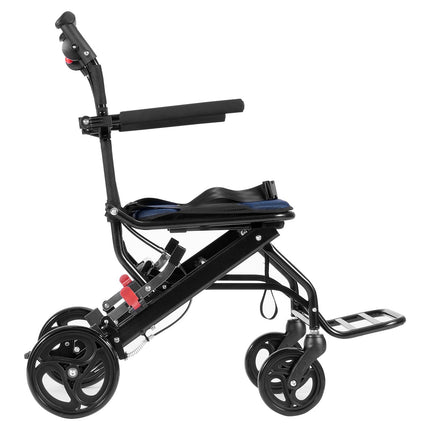 Transport Wheelchair, Foldable Aluminum, 40 cm Seat, 220 lb