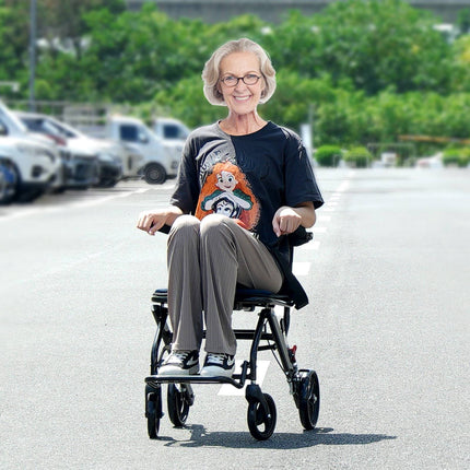 Transport Wheelchair, Foldable Aluminum, 40 cm Seat, 220 lb