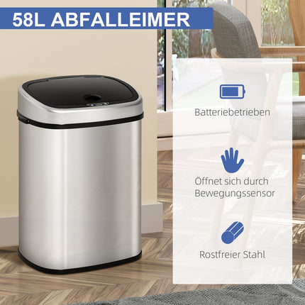 Automatický odpadkový koš 58L z nerezu se senzorem