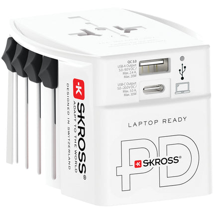 Cestovní adaptér USB-A+C PD 30W, univerzální, neuzemněný
