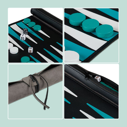Cestovní backgammon, rolovací v imitaci kůže