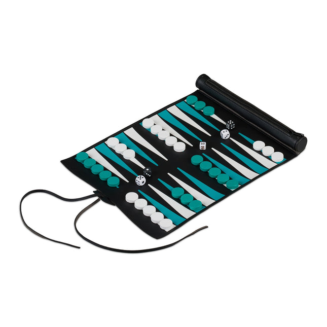 Cestovní backgammon, rolovací v imitaci kůže