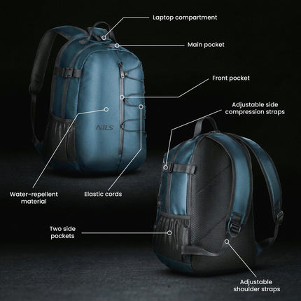 Cestovní batoh, 20 l, PU přihrádka na notebook, modrý